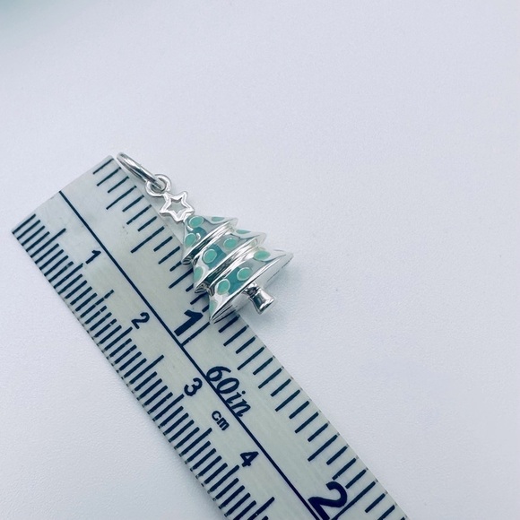 RARE Tiffany & Co. Christmas Tree Charm in Silver and Blue Enamel with Packaging - Picture 5 of 6